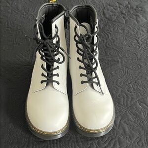 Dr. Martens White Combat Boots with Black Laces
